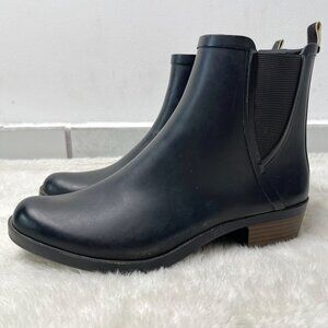 Lucky Brand Women's Black Bunita Rubber Rain Zip Up Boots Shoes Size 9M/40